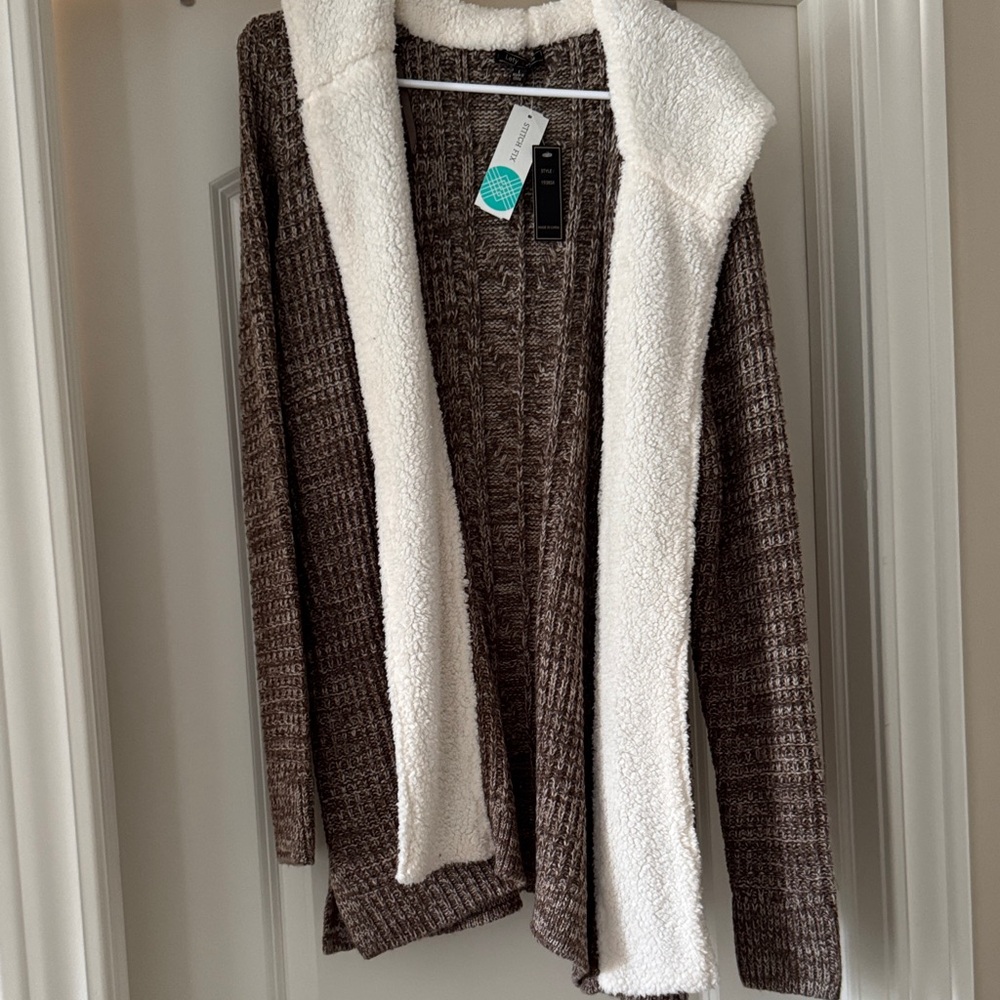 Elegant Brown and Cream Women's Cardigan